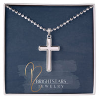 Artisan-crafted Stainless Cross Necklace with Ball Chain