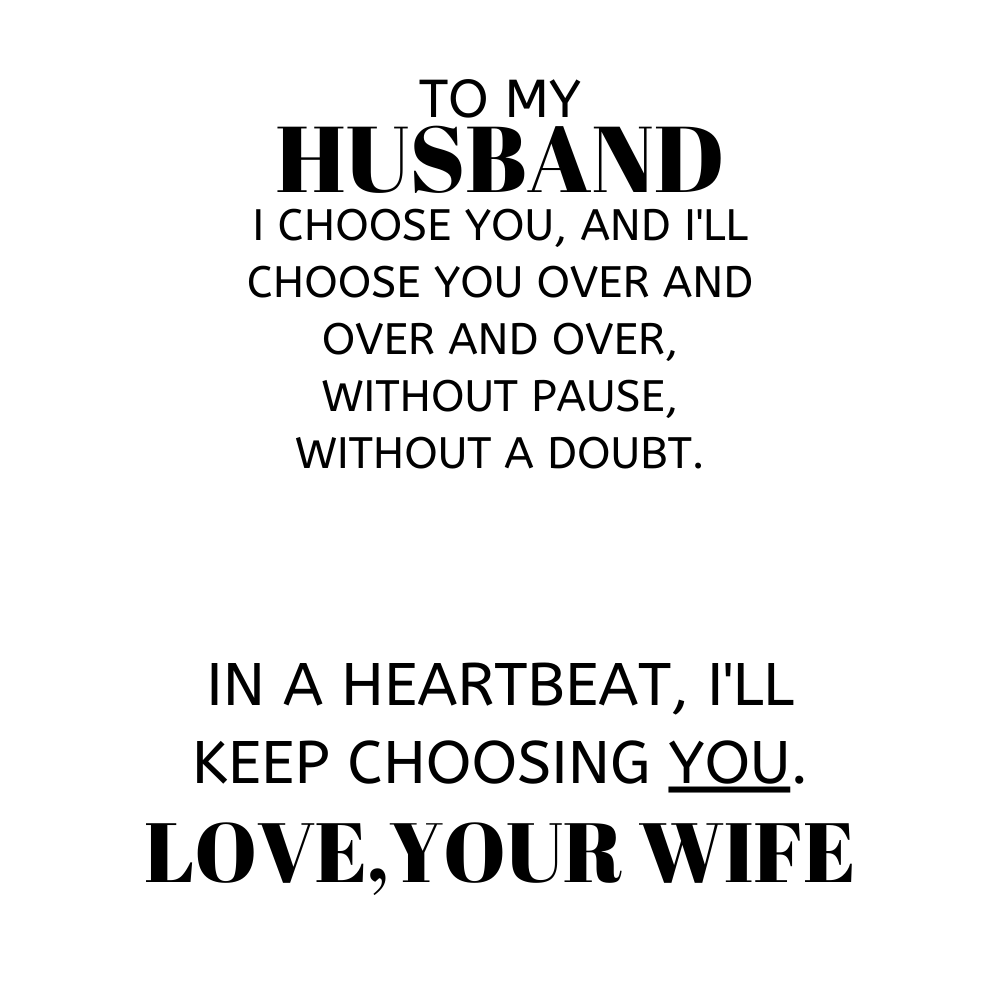 To My Husband(light) Choosing You message card w/ Cuban Link Chain