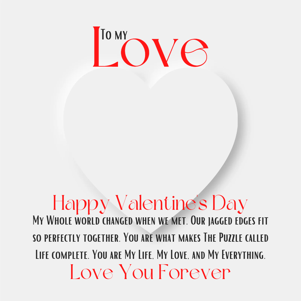 Valentine's Day Love Puzzle message card w/ Forever Love necklace