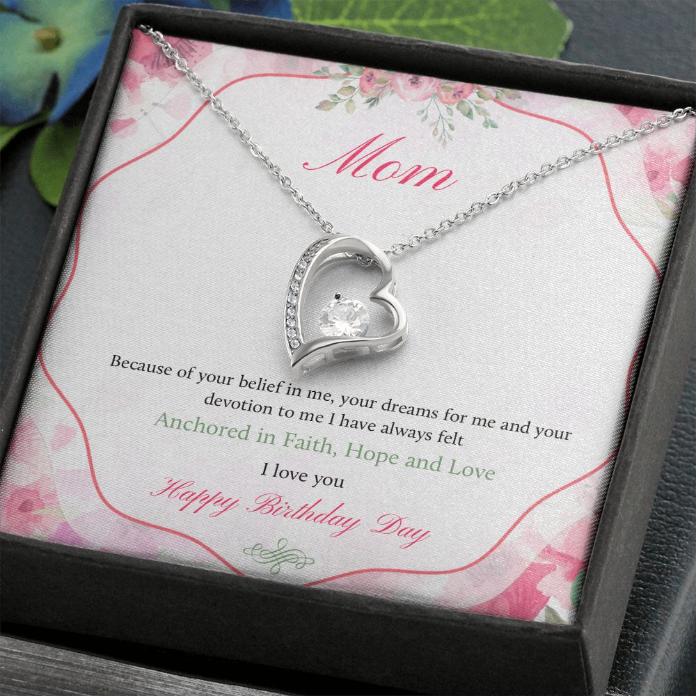 Cubic Zirconia Heart, Happy Birthday Single Mom Message Card